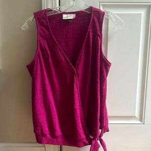 Magenta Sleeveless Tie Shirt
